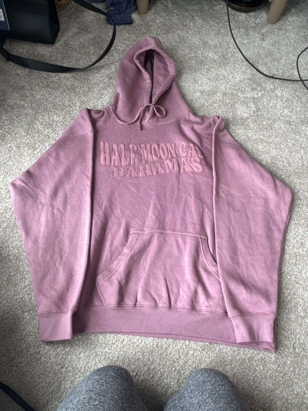 Pacific & Co Half Moon Cay Bahamas Mauve Pink Embossed Hoodie Size XL